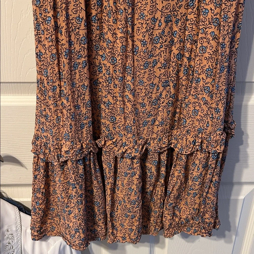 Universal Thread XS Floral Rust Midi Dress with Ruffle Hem - Picture 4 of 5